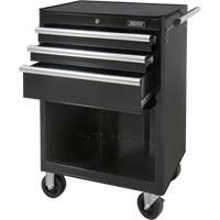 Industrial Tool Cart, 3 Drawers, 29-4/5" W x 21-1/5" D x 38-4/5" H, Black O-Max