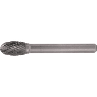 Solid Carbide Burrs - Oval Shape, SE-1, 1/4" Dia., 1/4" Shank, 3/8" Depth of Cut O-Max