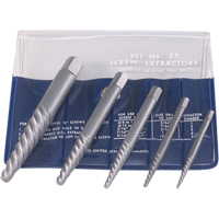 Screw Extractors - Screw Extractor Set in Fold-Up Pouch, 5 Pieces, High Carbon Steel TGJ622 | O-Max