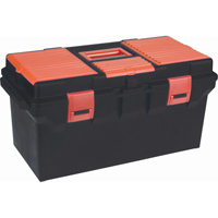 Plastic Tool Box, 22" W x 11" D x 10-1/2" H, Black O-Max