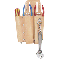 Lineman's Tool Pouch, Multiple Tool Holder, Leather, 3 Pockets O-Max