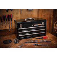 Portable Tool Box, 20" W, 3 Drawers, Black O-Max