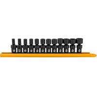 Jeu de 12 douilles m&eacute;triques flexibles universelles &agrave; chocs 1/4" &agrave; 6 pans O-Max