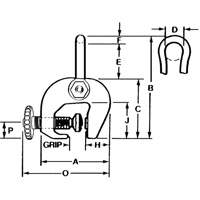 Serre-plaque de type SAC, 12 000 lb (6 tonnes), Ouverture de la m&acirc;choire de 0" - 3" O-Max