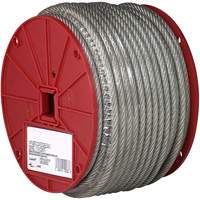 Wire Cable, 250' (76.2 m) x 1/8", 340 lbs. (0.17 tons), Vinyl Coated O-Max