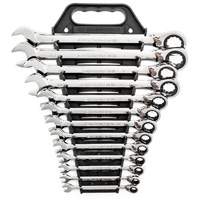 72-Tooth 12 Point Reversible Ratcheting SAE Wrench Set, Combination, 13 Pieces, Imperial O-Max