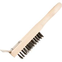 Brosse de nettoyage avec racloir, Acier, 5 x 13 rangs de fils, Longueur 11-3/8" O-Max