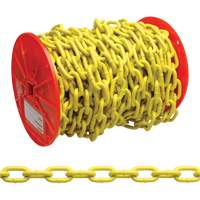 Chaîne ronde &eacute;prouv&eacute;e, Acier &agrave; faible teneur en carbone, 3/16" x 100' (30,4 m) l, Calibre 30, Charge d'utilisation 800 lb (0,4 tonne) O-Max