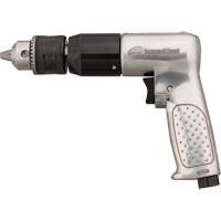 Perceuse pneumatique r&eacute;versible, 4 pi³/min, 1/4" NPTF, 94 dBA, 1/2" mandrin, Avec cl&eacute; O-Max