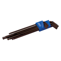 Extra Long Arm Ball Hex Key Set, 9 Pcs., Metric O-Max