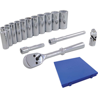 Jeu de douilles et accessoires, 15 Mcx, Prise de 3/8", Profond O-Max