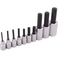 Hex Head Socket Set, Hex, 1/2"/3/8" Drive, 10 Pcs O-Max