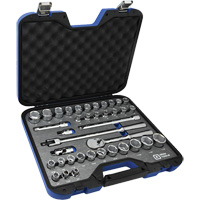SAE & Metric Socket & Attachments Set, 38 Pcs, 1/2" Drive Size O-Max