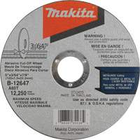 Thin Kerf Cut-Off Wheel, 5" x 3/64", 7/8" Arbor, Type 1, Aluminum Oxide, 12250 RPM O-Max