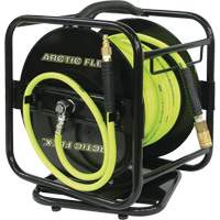Manual Hose Reel with Hybrid Polymer Air Hose, Air, 1/4" x 100', Single Hose O-Max