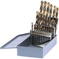 Jeu de forets m&eacute;triques courts DRILLCO, 25 morceaux, Acier rapide O-Max