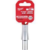 SAE Socket with Four Flat Sides, 11/32", 3/8" Drive, 6 Points, Deep O-Max
