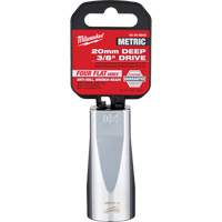 Metric Socket with Four Flat Sides, 20 mm, 3/8" Drive, 6 Points, Deep O-Max