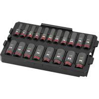 Shockwave Impact Duty Packout Socket Set, 19 Pcs, Impact, 3/8" Drive Size, Deep O-Max