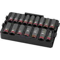 Shockwave Impact Duty Packout Socket Set, 16 Pcs, Impact, 1/2" Drive Size, Deep O-Max