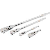 Ensemble de rochet &agrave; t&ecirc;te en goutte et manche enti&egrave;rement poli avec prises 1/4", 3/8" & 1/2" 120XP O-Max