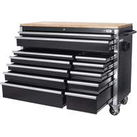 HDRC5212 HD Series Roller Cabinet, 12 Drawers, 51-1/4" W x 21" D x 40-3/10" H, Black O-Max