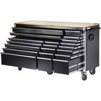 HDRC7220 HD Series Roller Cabinet, 20 Drawers, 72" W x 24" D x 42-3/10" H, Black O-Max