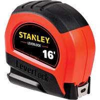 High-Visibility LEVERLOCK&reg; Tape Measure, 16', Imperial Graduations O-Max
