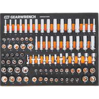Jeu d'outils m&eacute;triques pour m&eacute;canicien MEGAMOD dans des plateaux en mousse modulaire avec armoire roulante &agrave; outils, 358 morcea O-Max