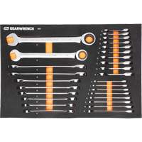 Jeu d'outils m&eacute;triques pour m&eacute;canicien MEGAMOD dans des plateaux en mousse modulaire avec armoire roulante &agrave; outils, 358 morcea O-Max