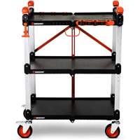 Chariot de chantier pliable &agrave; 3 &eacute;tag&egrave;res SITERUNNER, 30-3/5" lo x 20" la x 42-1/2" h, Noir O-Max