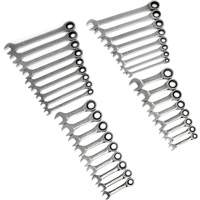 72-Tooth 12 Point Standard & Stubby Wrench Set, Ratcheting Combination, 34 Pieces, Imperial and Metric O-Max