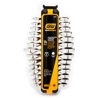 72-Tooth 12 Point Stubby Wrench Set, Ratcheting Combination, 14 Pieces, Imperial and Metric O-Max