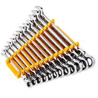90-Tooth 12 Point Wrench Set, Flex Head/Ratcheting Combination, 12 Pieces, Metric O-Max