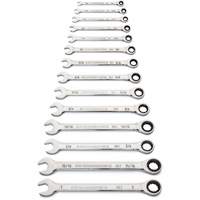 90-Tooth 12 Point SAE Wrench Set, Ratcheting Combination, 14 Pieces, Imperial O-Max
