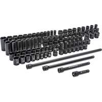 Jeu de douilles maîtresses SAE/m&eacute;triques &agrave; 6 pans, 80 Mcx, Chocs, Prise de 3/8", Profond O-Max