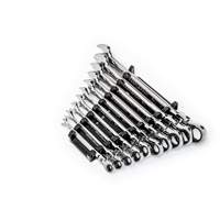 90-Tooth 12 Point SAE Wrench Set, Flex Head/Ratcheting Combination, 10 Pieces, Imperial O-Max