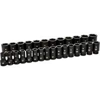 Jeu de douilles m&eacute;triques &agrave; 6 pans, 28 Mcx, Chocs, Prise de 3/4", Profond O-Max