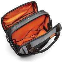 Sac ouvert de 17" pour outils d'ouvrier, Polyester, 3 pochettes, Noir/Gris/Orange O-Max