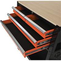 Chariot utilitaire, 4 tiroirs, Noir/Orange O-Max