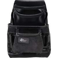 Sac robuste Phantom pour clous et outils, Cuir, 10 pochettes, Noir O-Max