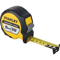 CONTROL-LOCK Tape Measure, 25 mm x 26'/8 m, Imperial & Metric Graduations O-Max