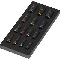 Insert en mousse pour jeu de douilles profondes Impaktor 1 Zyklop B, 15 Mcx, Chocs, Prise de 3/8", Profond O-Max