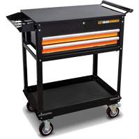 Utility Cart, 2 Drawers, 32-1/2" W x 42" H, Black/Orange O-Max