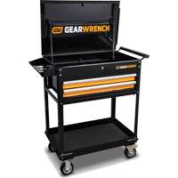 Utility Cart, 2 Drawers, 32-1/2" W x 42" H, Black/Orange O-Max