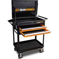 Utility Cart, 2 Drawers, 32-1/2" W x 42" H, Black/Orange O-Max