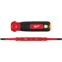 Tournevis &agrave; embouts interchangeables &agrave; tige articul&eacute;e isol&eacute; 1000 V, 2-en-1, 8-4/5" lo, Prise Coussin&eacute;e O-Max