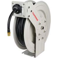 MAXREEL Single-Arm Automatic Rewind L Hose Reel with Rubber Hose, Air, 3/8" x 50', Single Hose, 250 PSI O-Max