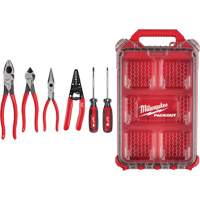 Dipped Grip Pliers, Wire Stripper & Cushion Grip Screwdrivers Set with PACKOUT Organizer O-Max