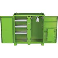 Armoire ventil&eacute;e pour le rangement d'&eacute;PI sur place, Acier, Vert lime haute visibilit&eacute; O-Max